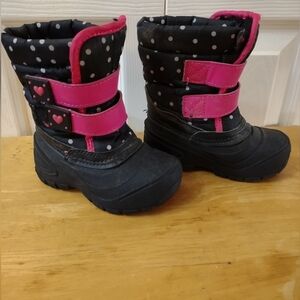 Wonder Nation Kids Snow Boots Sz 6 Black Hot Pink Girls